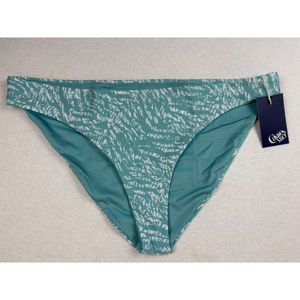 Camio Mio Marina Animal Hipster Swim Bikini Bottom Teal White S20208 XL NEW